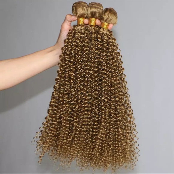 Golden color afro kinky curly synthetic hair - Picture 2 of 3